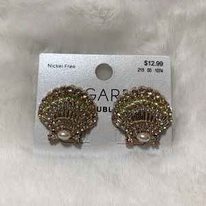 NWT Sugarfix Baublebar Earrings Clam Rhinestones